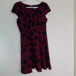 LOFT RED & BLACK floral Dress Size 10